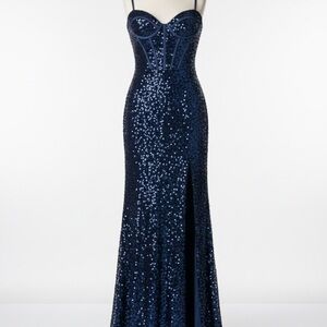 Elegant Navy Sequin Gown